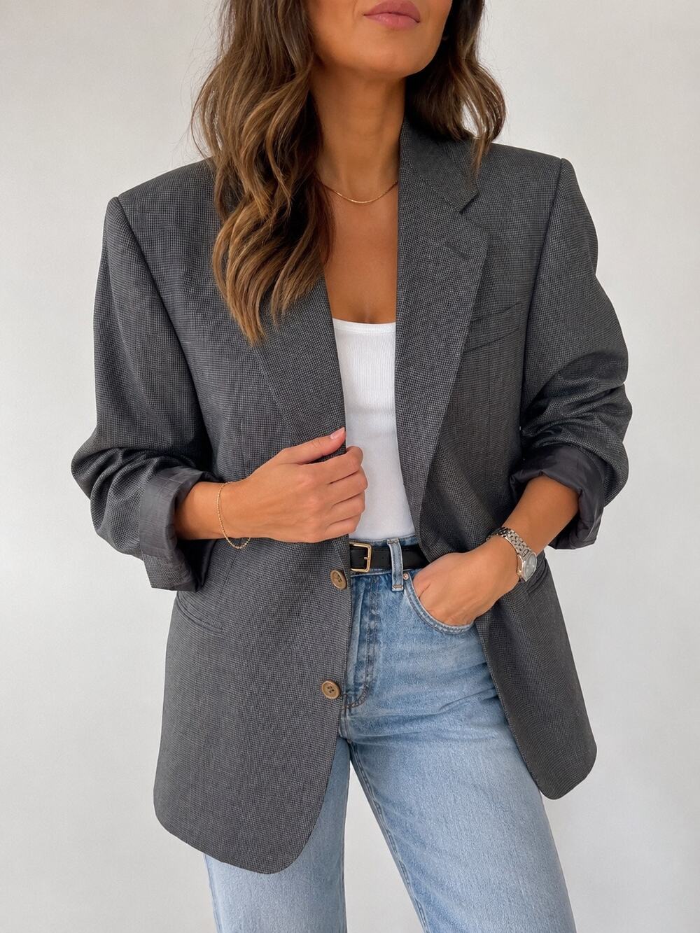 Canali Vintage Oversized Wool Blazer Gray Menswear Inspired Large Heritage